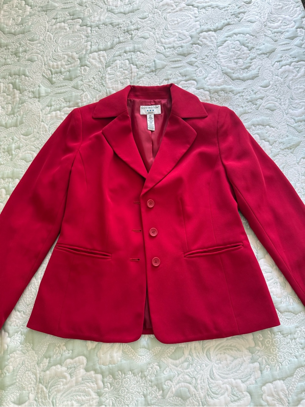 Vintage Sears Covington Women's Red Blazer Jacket/Pencil Skirt two piece suit
